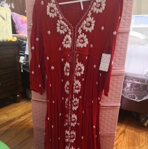 Free People Embroidered V Maxi Dress